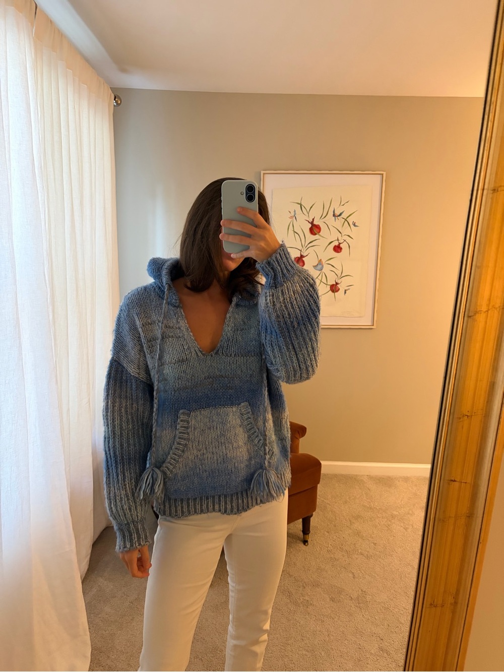 Knit hooded sweater